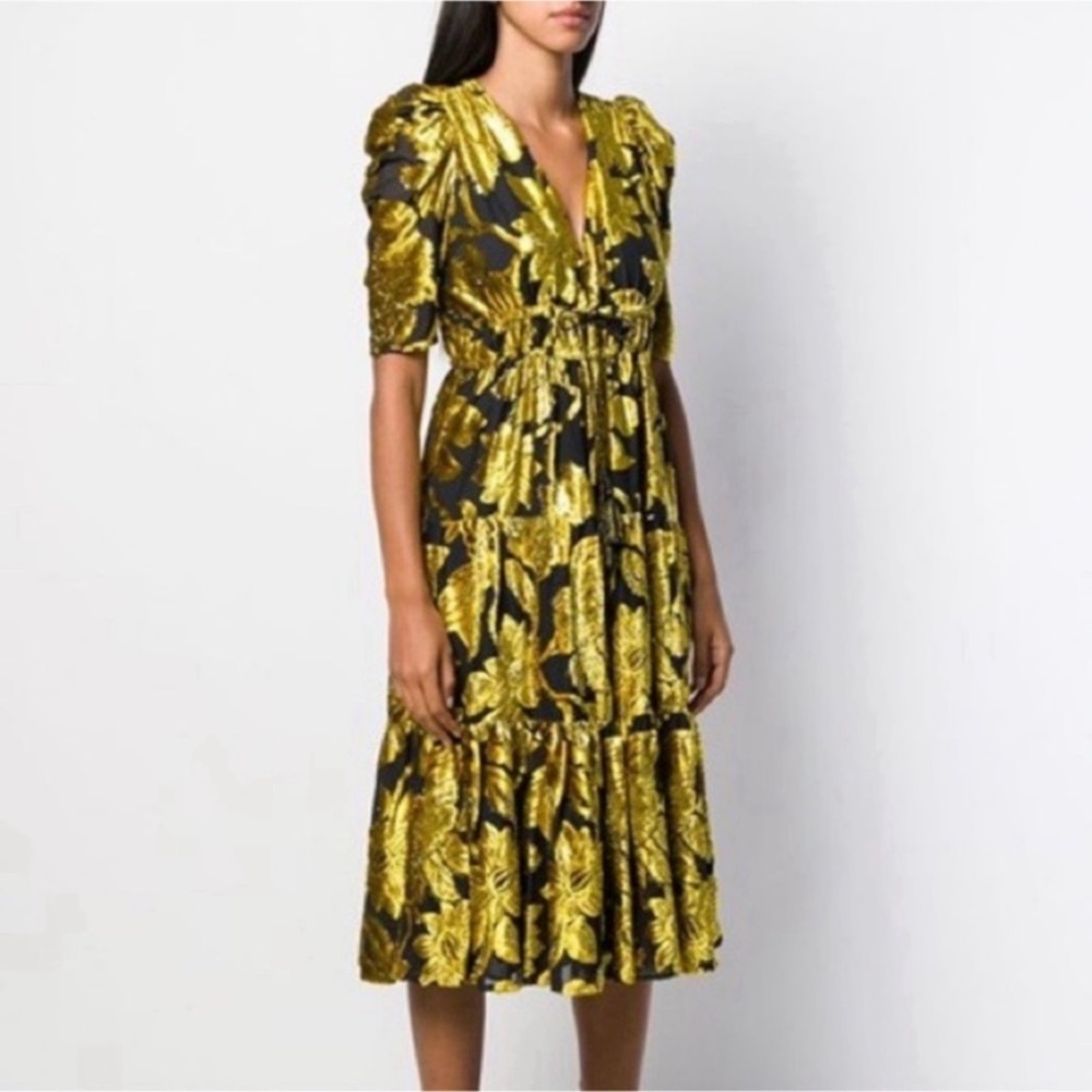 ULLA JOHNSON Loretta Midi Dress Velvet Sz 0